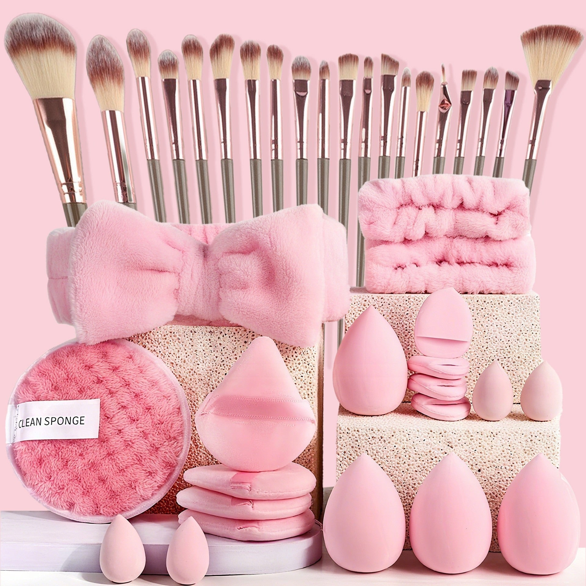 40-Piece Makeup Tool Set With Beauty Blender Soft Sponge Puffs LadyShow.Store