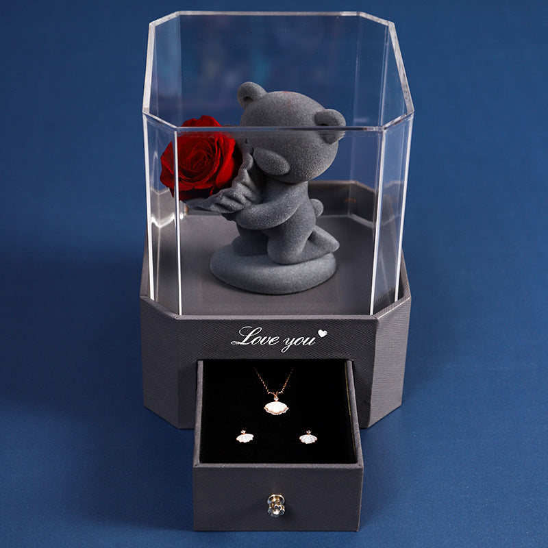 Flocking Bear Gift Box Valentine's Day CJD