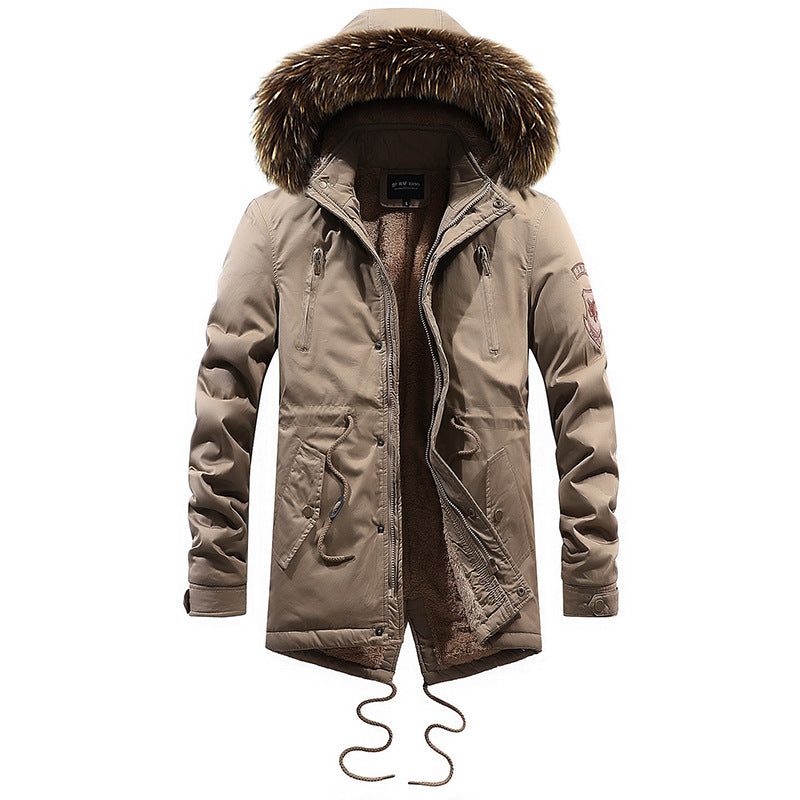 Men's Mid-length Cotton Coat With Big Fur Collar Best YouTube Store