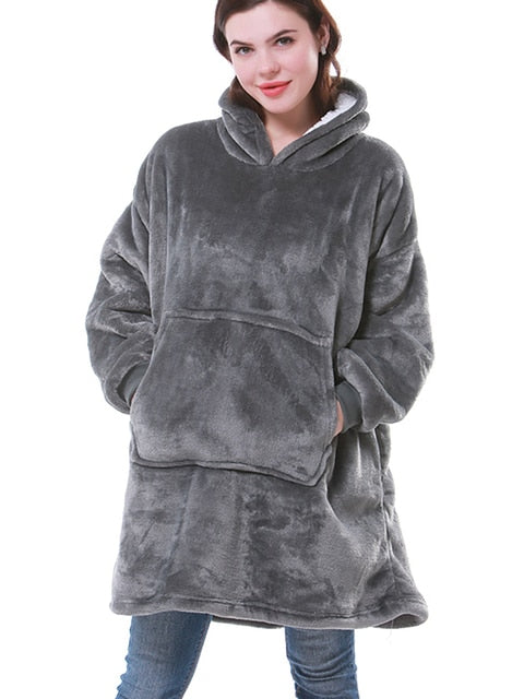 Hooded Winter Soft Plush Fleece Blanket Hoodie