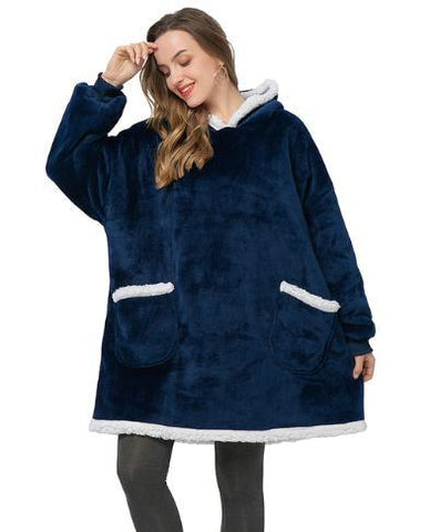Hooded Winter Soft Plush Fleece Blanket Hoodie