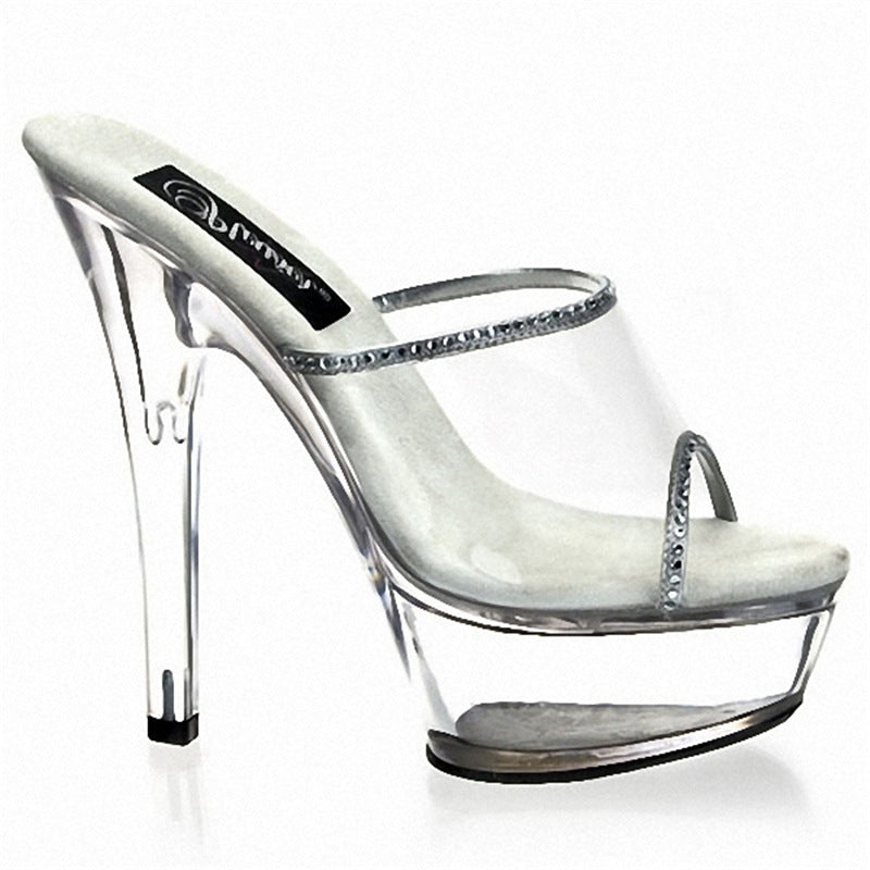 High-Heel Transparent Rhinestone Stiletto Sandals & Slippers Best YouTube Store