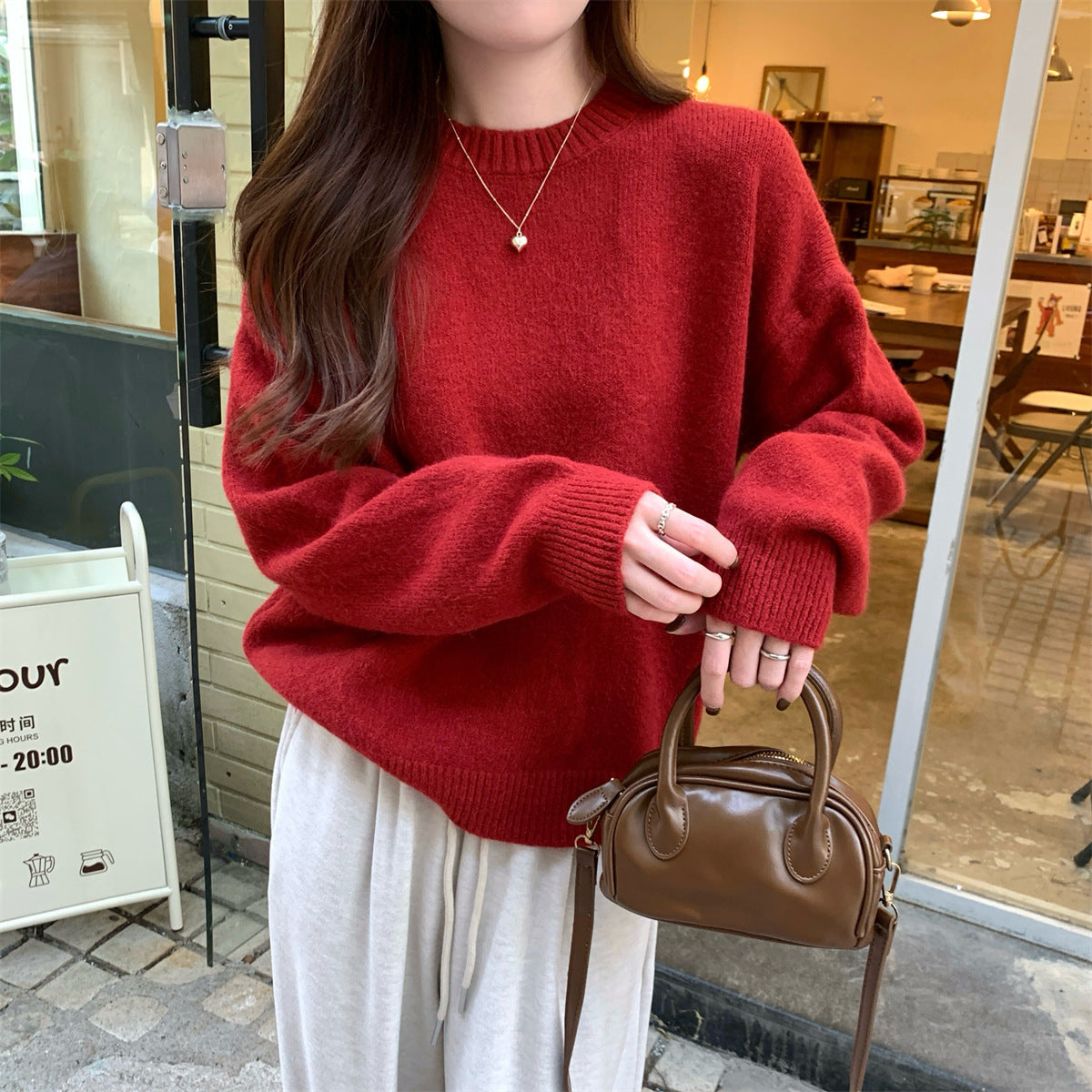 Korean Style Soft Glutinous Loose Candy Color Sweater Best YouTube Store