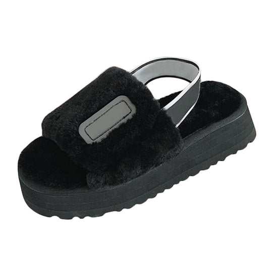 Thick-Soled Wool Disco Slide Sandals for Women Best YouTube Store