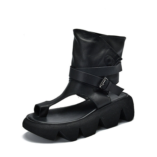 Roman High-Top Platform Sandals with Belt Buckle Best YouTube Store