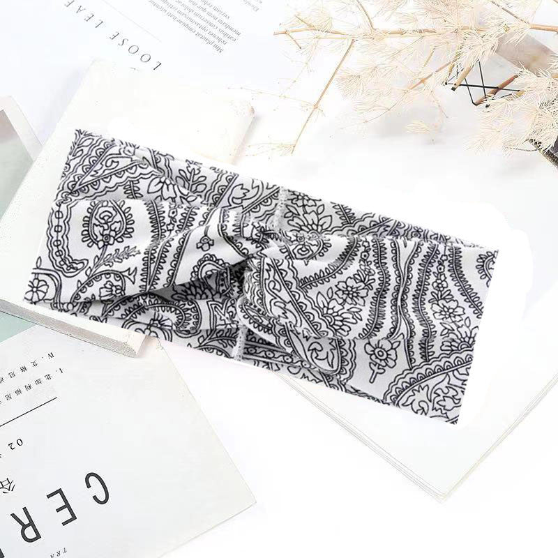 Sweat-absorbent And Anti-perspirant Bundled Headband With Wide-brimmed Print Headband LadyShow.Store