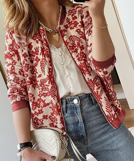 Women's Jacket Zipper Casual Bomber Jacket Coat Stand Collar Short Clothes LadyShow.Store