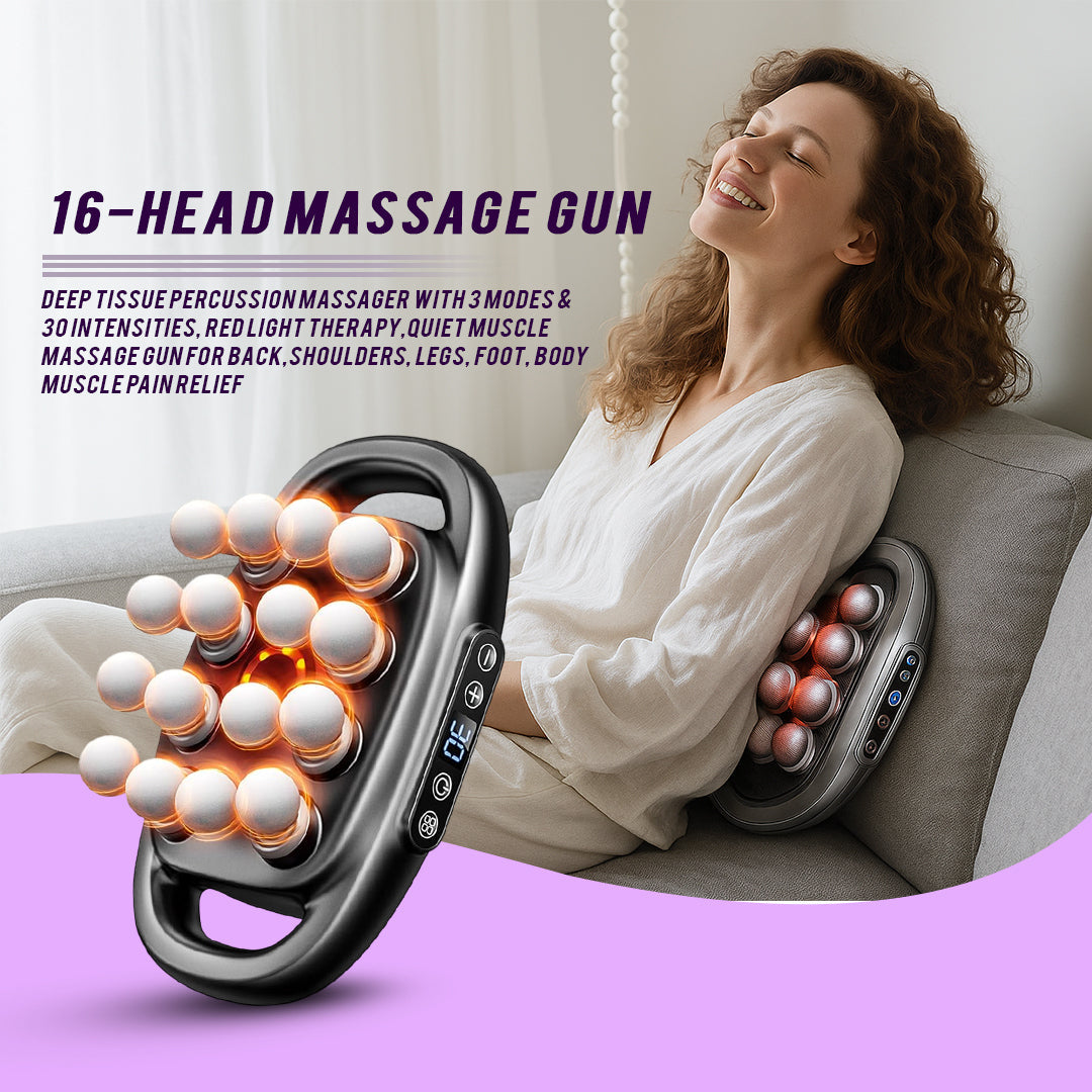 16-Head Muscle Massage Gun Deep Tissue Percussion Massager for Muscle Relaxation & Recovery LuxuryLifeWay Online Store