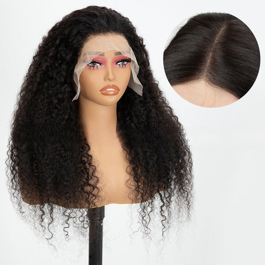 Lace-front Wig With Small Curls, Fluffy And Long Black Hair LadyShow.Store