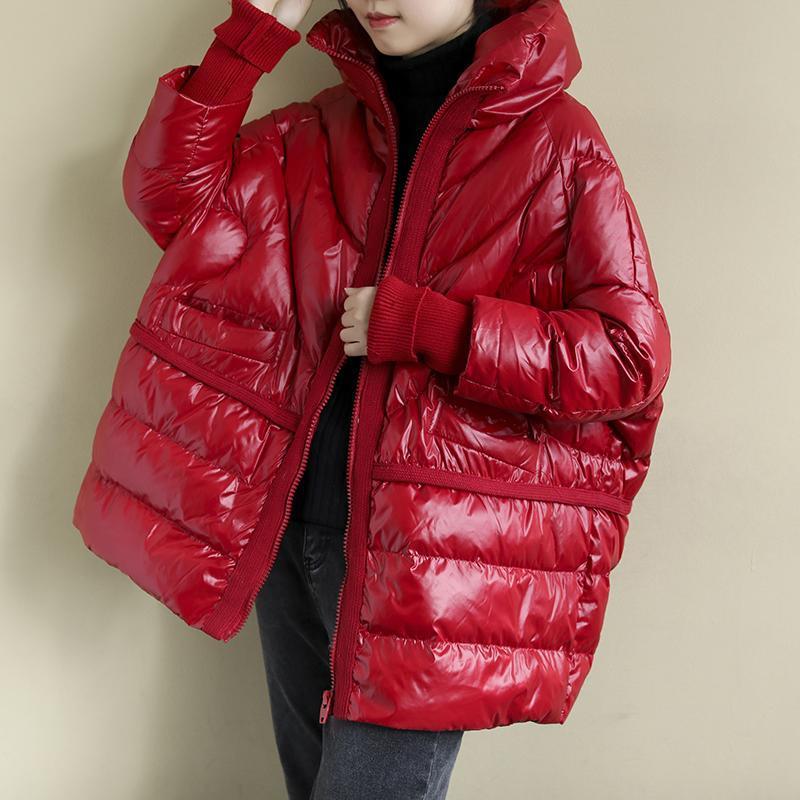 White Duck Down Artistic Stand-up Collar O-type Plus Size Women's Down Jacket Wool Stitching Design Style LadyShow.Store