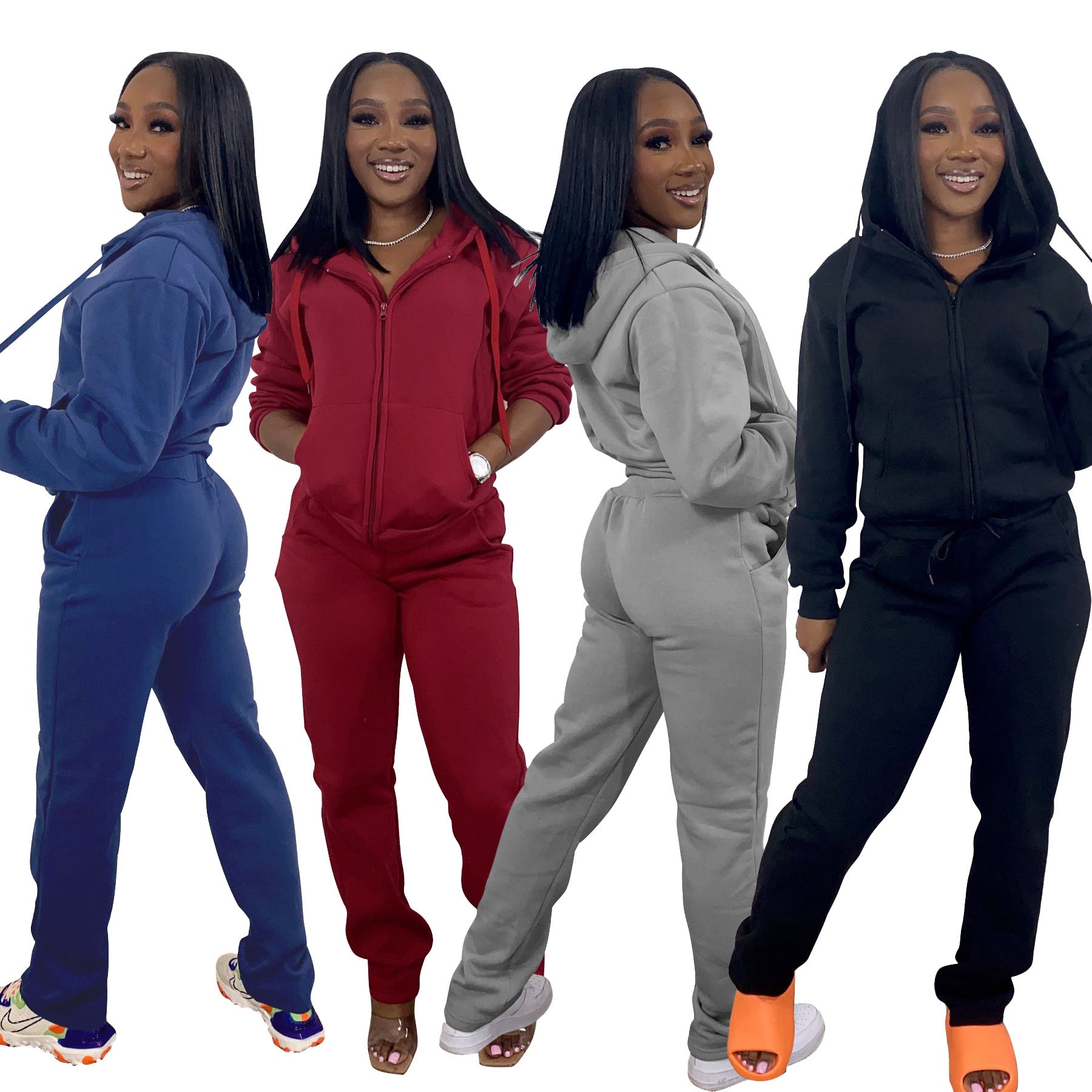 Women Sweatsuit Set 2 Piece Outfits Casual Hoodies Tops And Sweatpants Jogger Tracksuits Loose Trousers Accent Plus
