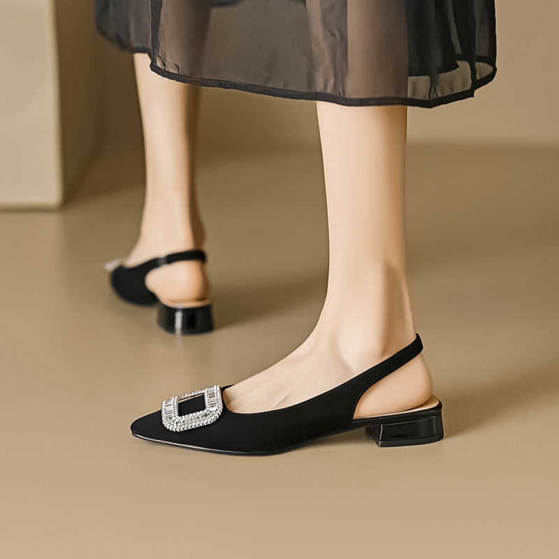 Women's Rhinestone Square Buckle Baotou Sandals Best YouTube Store