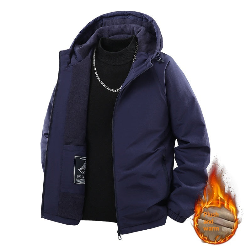 Men's Casual Fleece-lined Thick Hooded Jacket Best YouTube Store