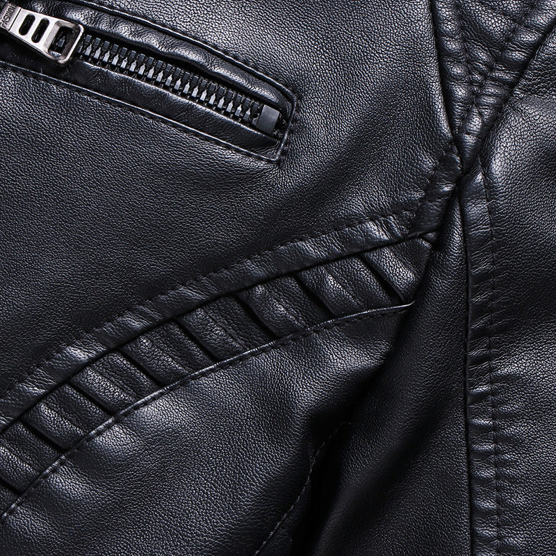 Men's new winter cashmere thick warm leather jacket PU leather jacket Hypersku