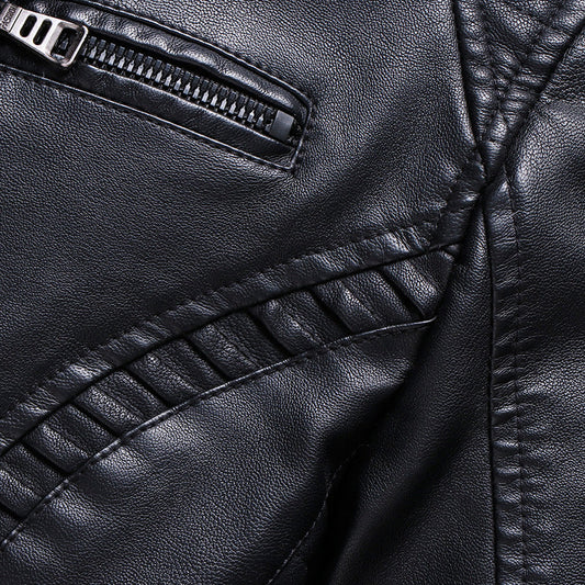 Men's new winter cashmere thick warm leather jacket PU leather jacket Hypersku