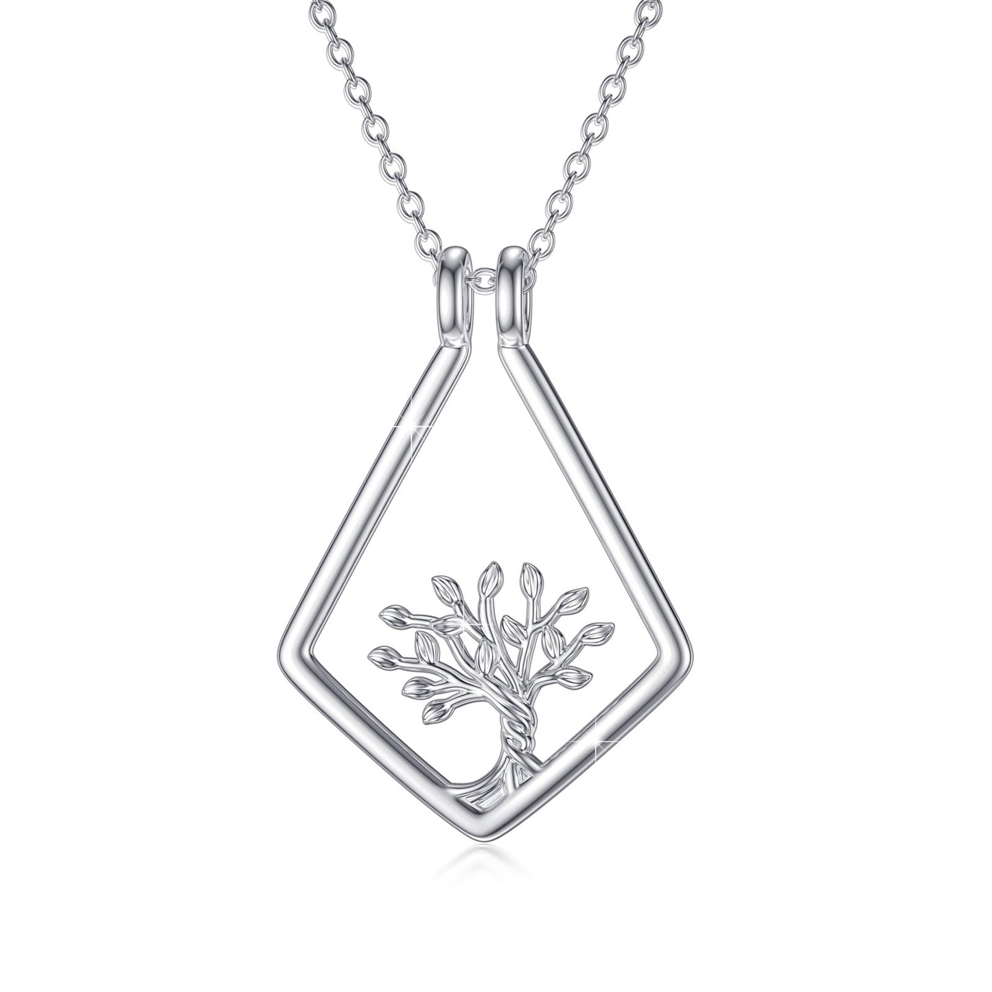 Tree of Life Ring Holder Pendant Necklace in 925 Sterling Silver LadyShow.Store