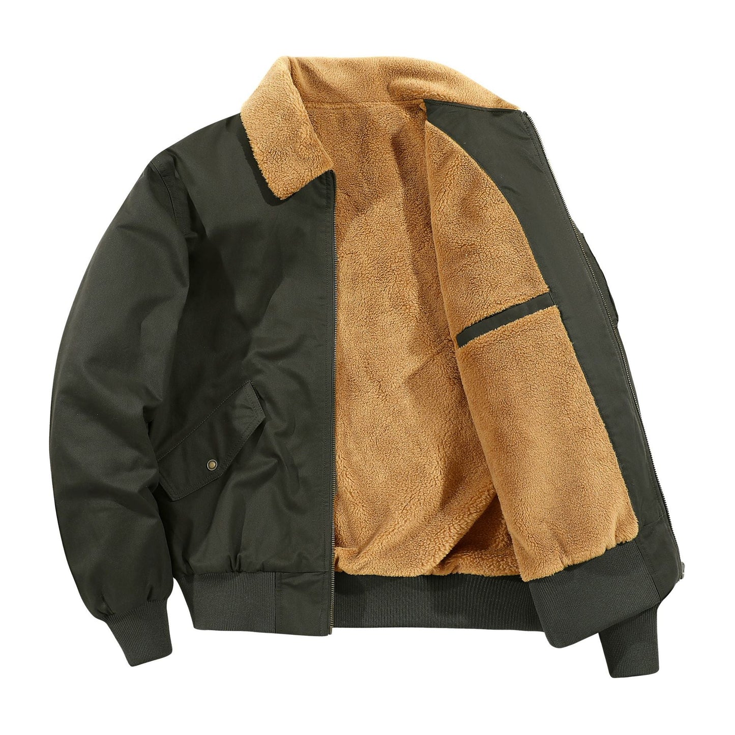 Men's American-style Fleece-lined Warm Pure Cotton Washed Jacket Best YouTube Store