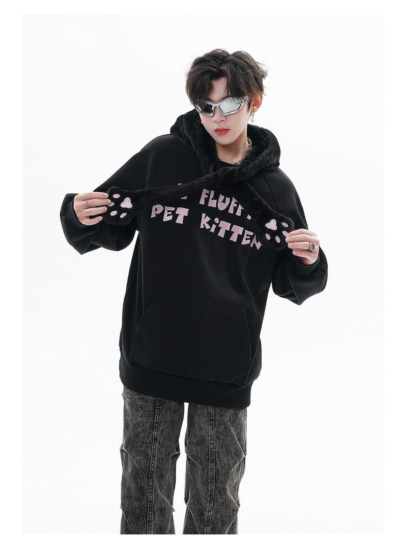 Fleece-lined Hooded Loose Pullover Sweatershirt LadyShow.Store