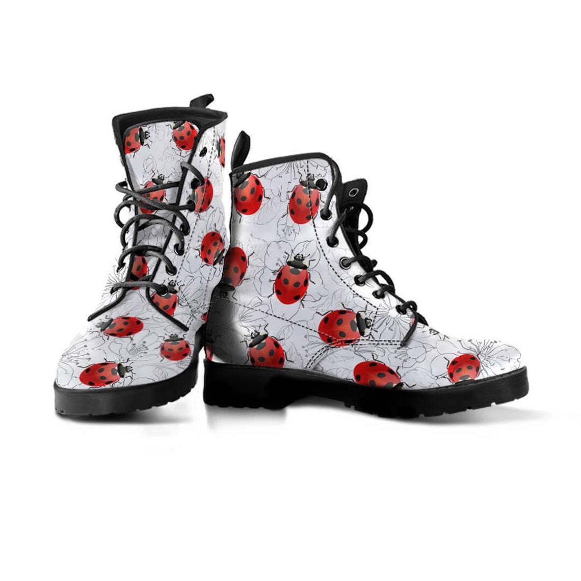 Women's High Help Combat Boots Seven Star Ladybird Cute Cartoon British Work Clothes Boots LadyShow.Store