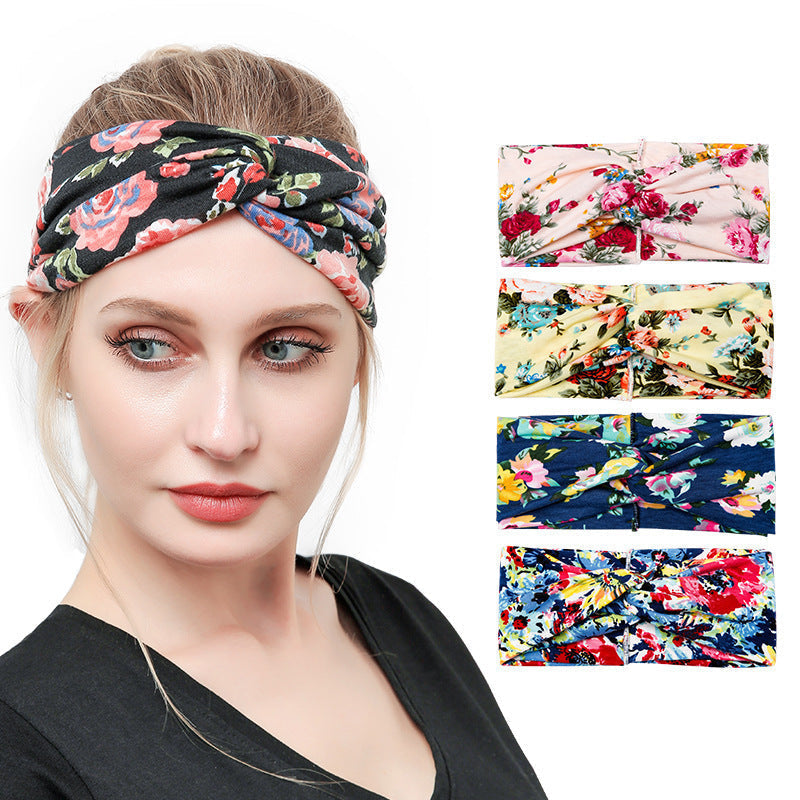 Sweat-absorbent And Anti-perspirant Bundled Headband With Wide-brimmed Print Headband LadyShow.Store