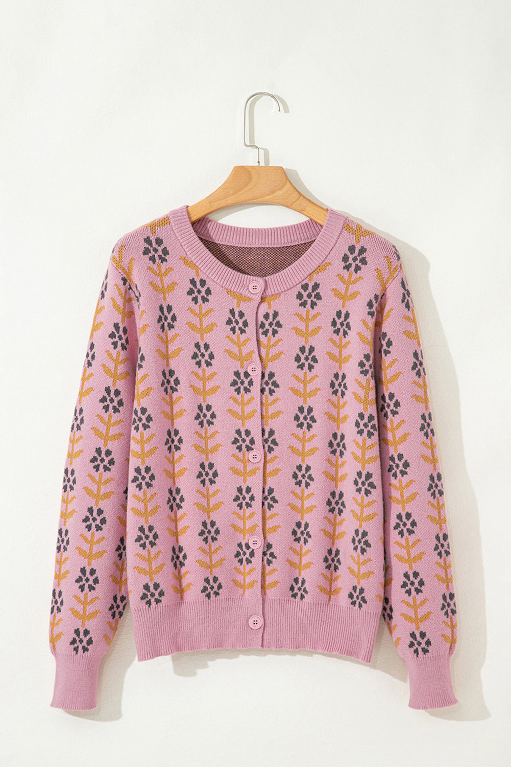 Dulce Ribbed Banded Cardigan Sweater Threaded Pear