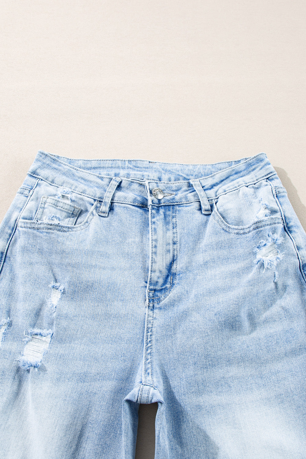 Saige Wash Distressed Straight Jeans Threaded Pear