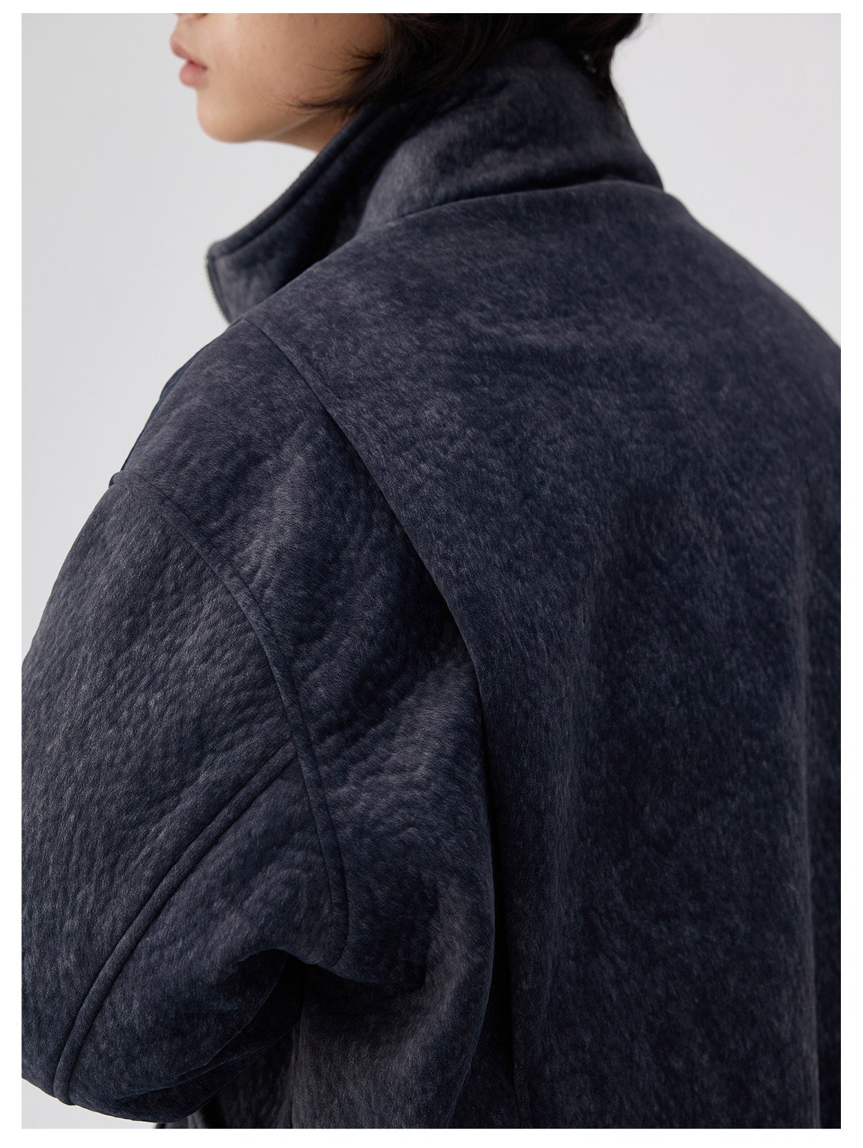 Mens Thick Solid-Color Wool Jacket Short Padded Coat Accent Plus