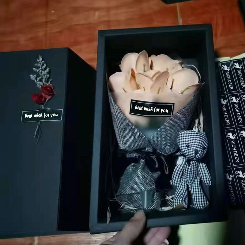 Soap Flower Bear Gift Box Birthday Gift Mother's Day 7 Carnation Valentine's Day Gift Box CJD