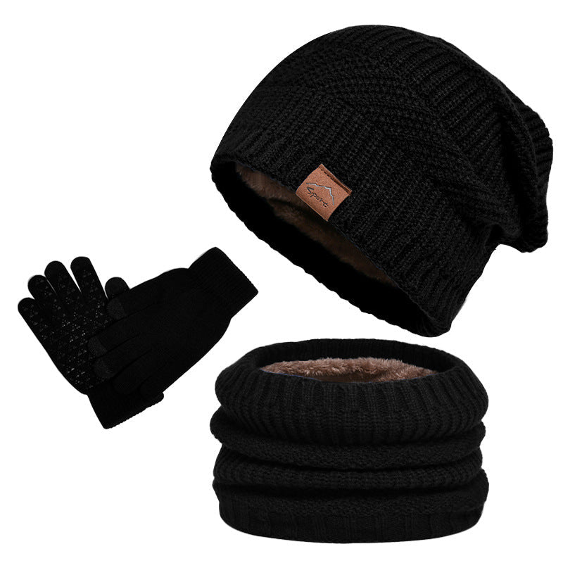 Winter Fleece-lined Warm Hat Scarf Gloves Three-piece Set LadyShow.Store