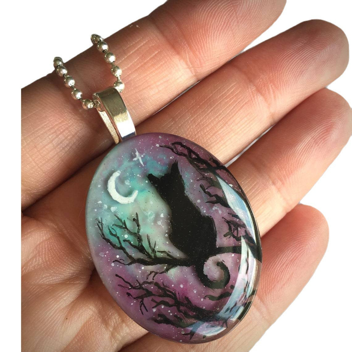 Women's Starry Night Cat Resin Pendant LadyShow.Store