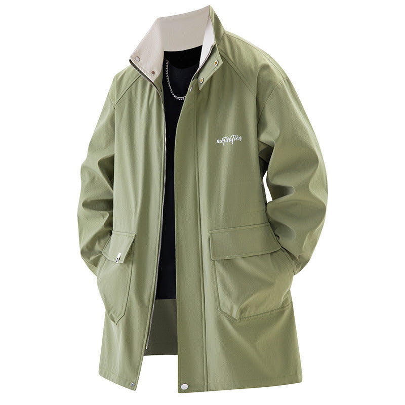 Men's Plus-Size Mid-Length Casual Trench Coat Best YouTube Store