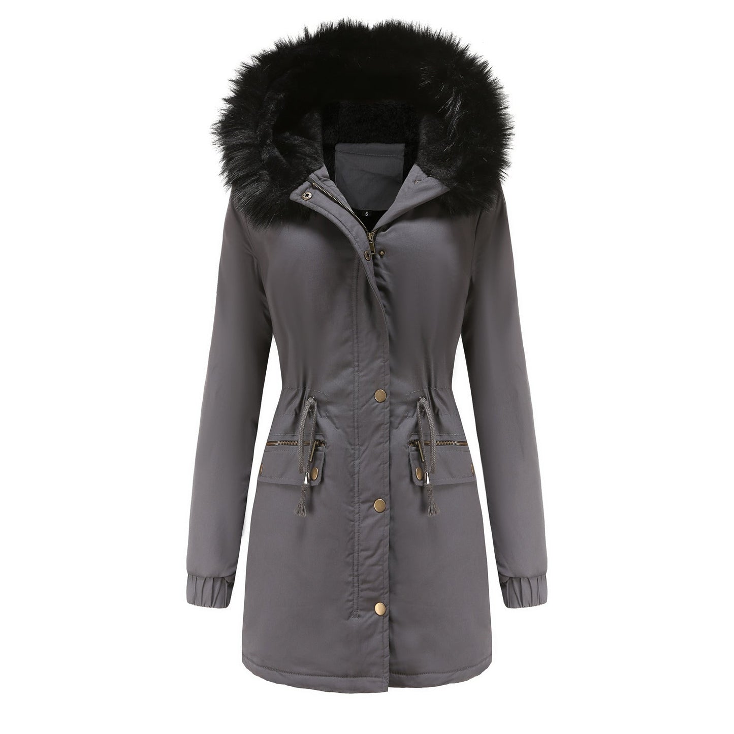 Women's Mid-length Fur Collar Coat Parker Cotton-padded Coat LadyShow.Store