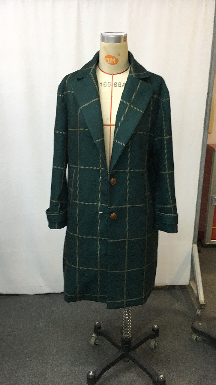 Plaid Mid-length Lapel Large Size Jacket LadyShow.Store