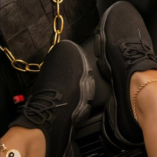 Sneakers Flying Woven Mesh Shoes Breathable Running Dad Shoes LadyShow.Store