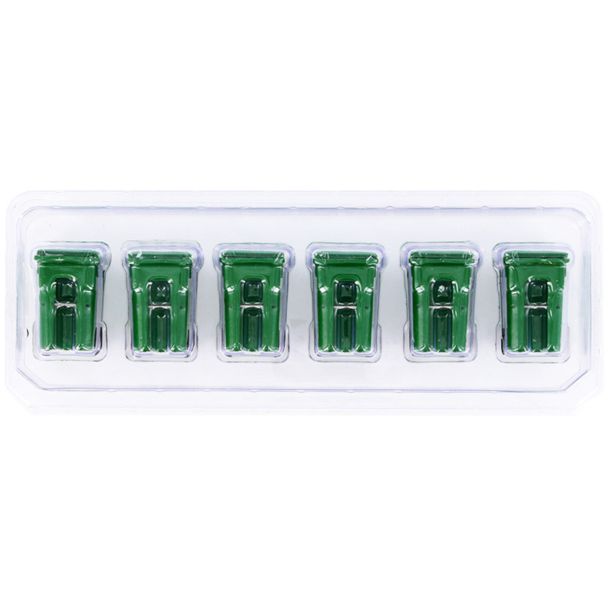 Set of 6 Green Garbage Trash Bin Containers Replica 1/34 Models by First Gear First Gear