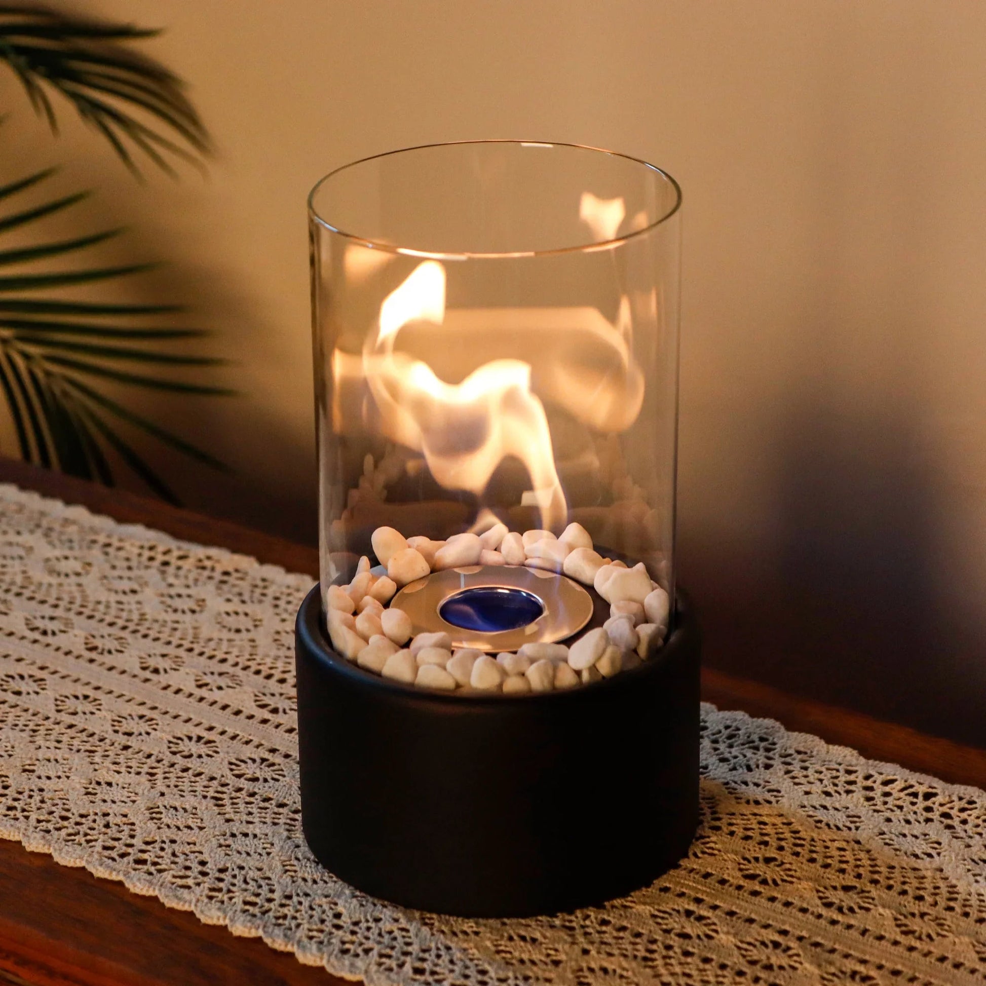 10.5" H Portable Tabletop Round Fireplace(Black) JHY DESIGN
