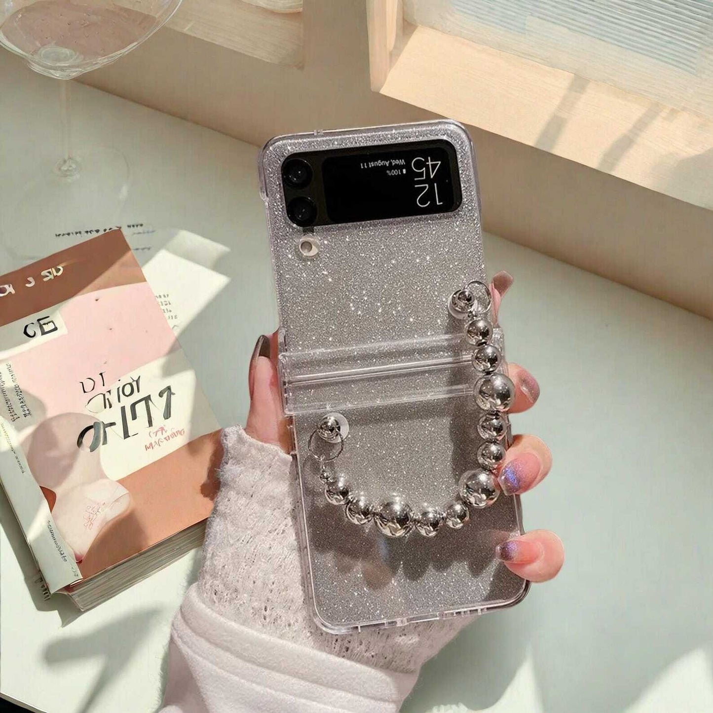 Glitter Bracelet  case for Samsung Galaxy Z Flip 3 4 5 6 Case with Hard Protective Hinge Cover with Secure Grip for Z Flip Phones W2B