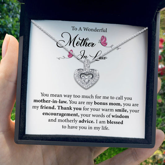 To My Wonderful Mother-in-Law - Thank You For Your Warm Smile - Tryndi Floating Heart Necklace TRYNDI