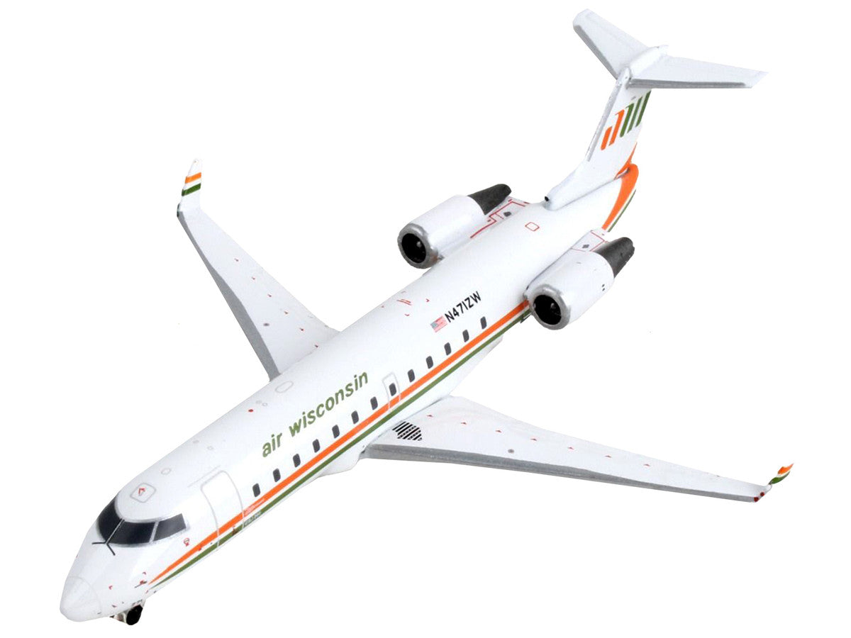 Bombardier CRJ200 Commercial Aircraft "Air Wisconsin" White with Orange and Green Stripes 1/400 Diecast Model Airplane by GeminiJets-2