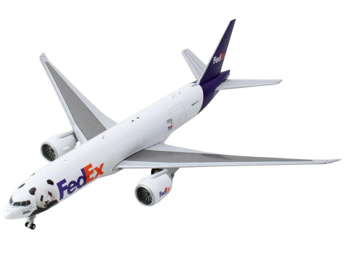 Boeing 777F Commercial Aircraft "Federal Express (FedEx) - Panda Express" (N886FD) White with Purple Tail 1/400 Diecast Model Airplane by GeminiJets-2