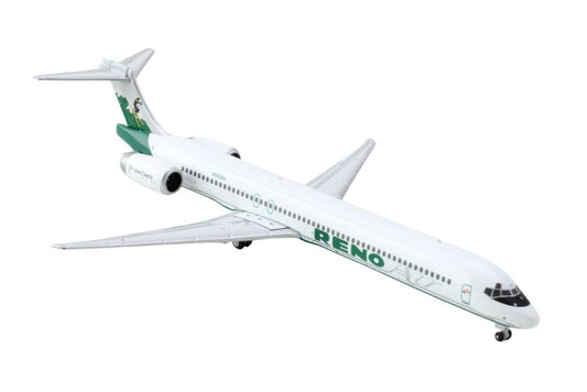 McDonnell Douglas MD-90 Commercial Aircraft "Reno Air" (N905RA) White with Green Tail 1/400 Diecast Model Airplane by GeminiJets-1