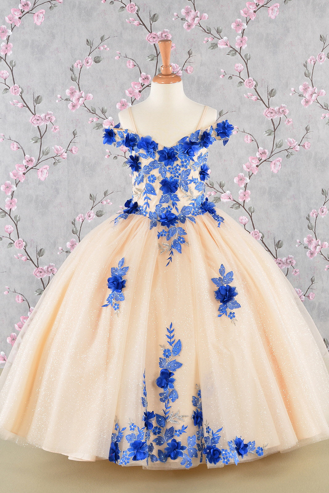 3-D Flower Embroidery Bead Mesh Kids Dress Tux-USA