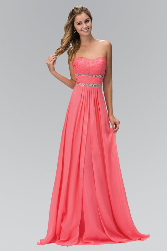 Strapless Floor Length Chiffon Dress with Sequin Detailing Tux-USA