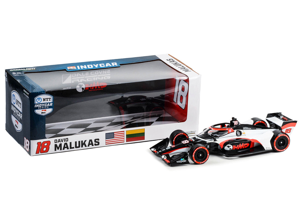 Dallara IndyCar #18 David Malukas "HMD Trucking" Dale Coyne Racing with HMD Motorsports (Road Course Configuration) "NTT IndyCar Series" (2023) 1/18 Diecast Model Car by Greenlight Greenlight