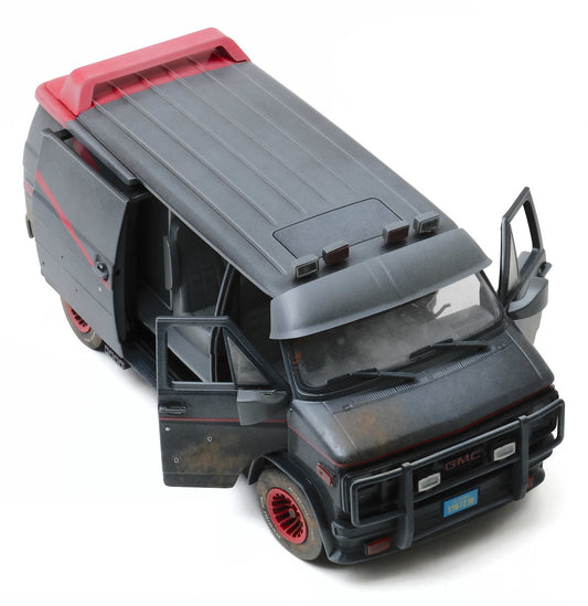 1983 GMC Vandura Black Weathered Version with Bullet Holes "The A-Team" (1983-1987) TV Series 1/18 Diecast Model Car by Greenlight-1