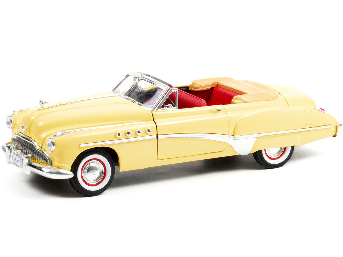 1949 Buick Roadmaster Convertible (Charlie Babbitt's) Yellow with Red Interior "Rain Man" (1988) Movie 1/18 Diecast Model Car by Greenlight Greenlight