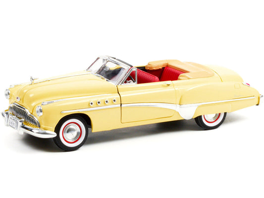 1949 Buick Roadmaster Convertible (Charlie Babbitt's) Yellow with Red Interior "Rain Man" (1988) Movie 1/18 Diecast Model Car by Greenlight Greenlight
