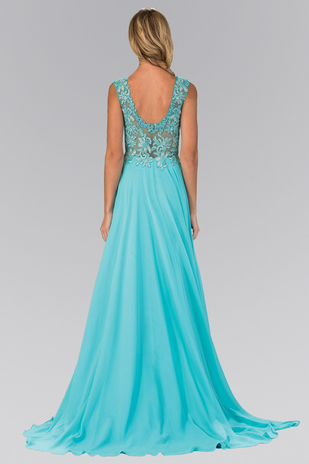 Bead Embellished Chiffon Floor Length Dress Tux-USA