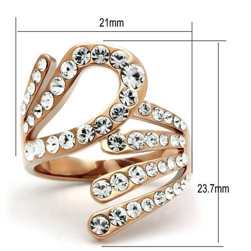 GL149 - IP Rose Gold(Ion Plating) Brass Ring with Top Grade Crystal  in Clear Alamode