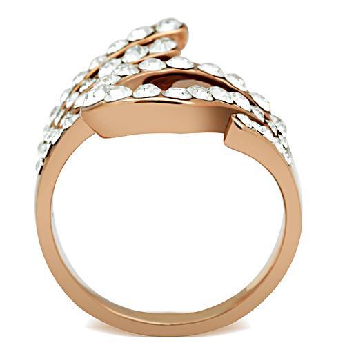 GL149 - IP Rose Gold(Ion Plating) Brass Ring with Top Grade Crystal  in Clear Alamode